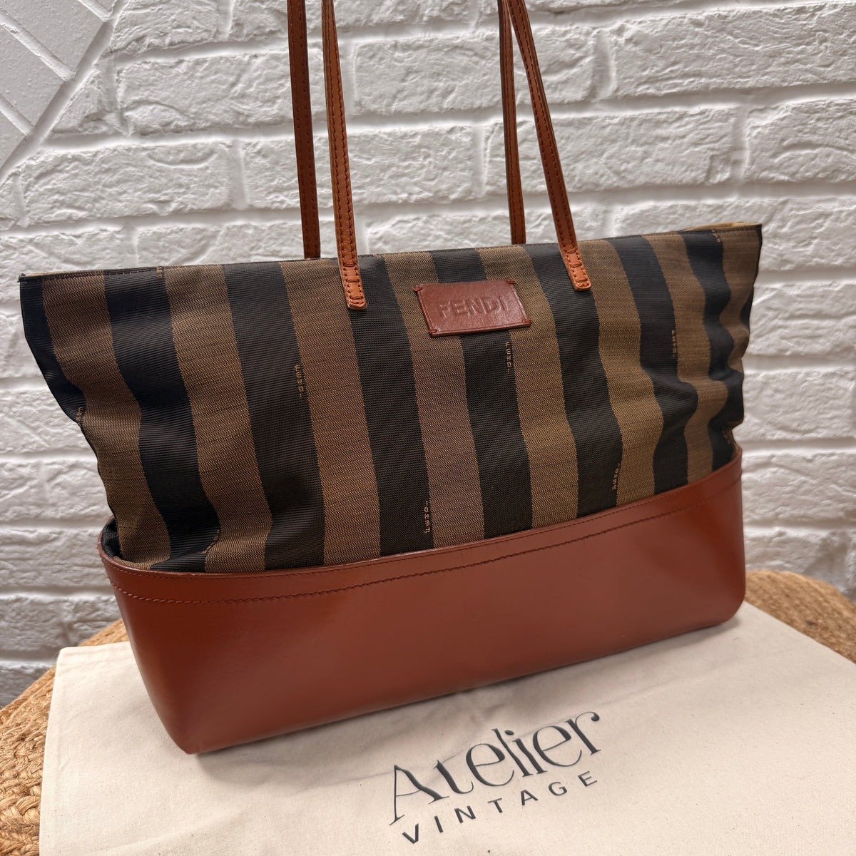 Fendi 1990s Pequin Tote