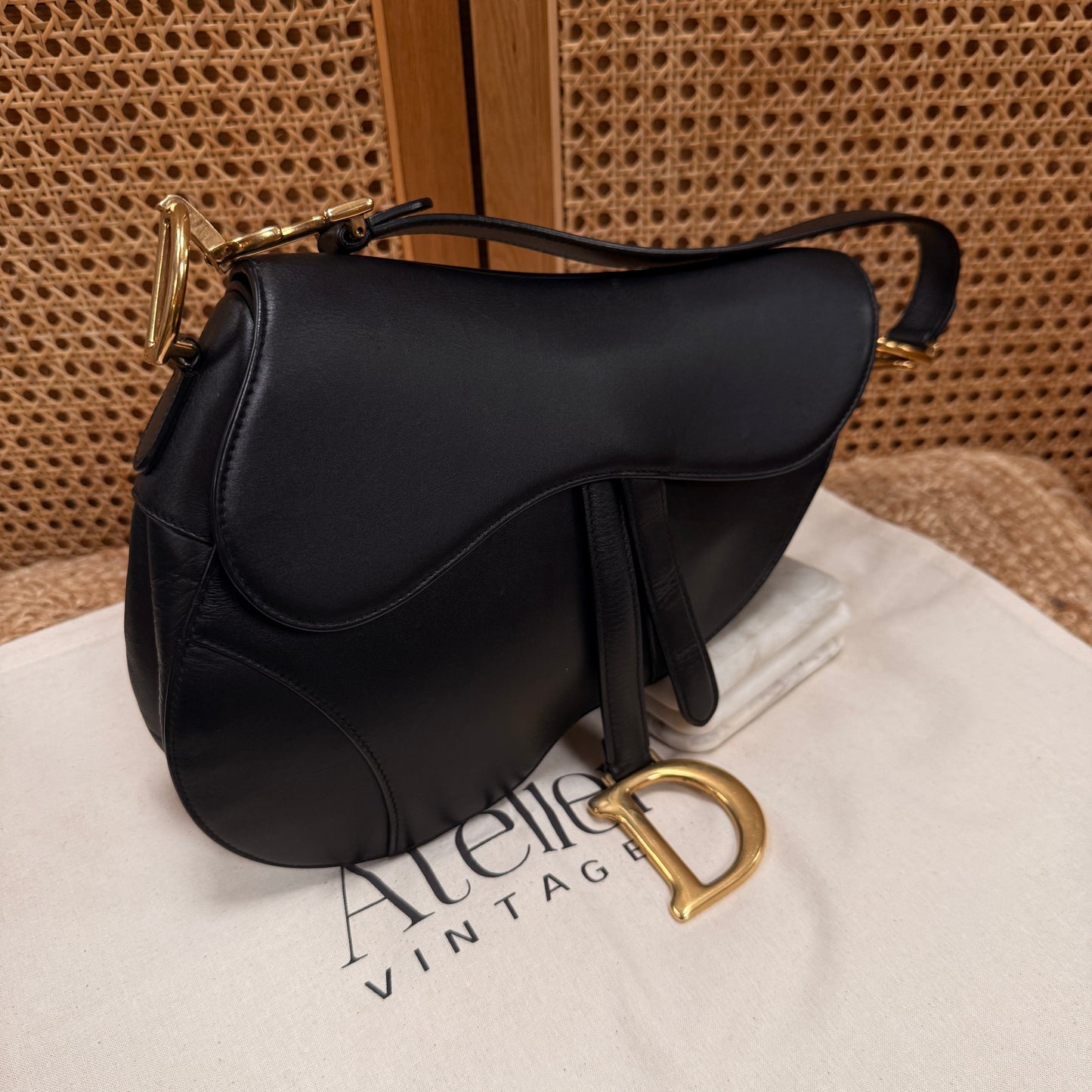 Dior 2018 Saddle Bag in Black Leather