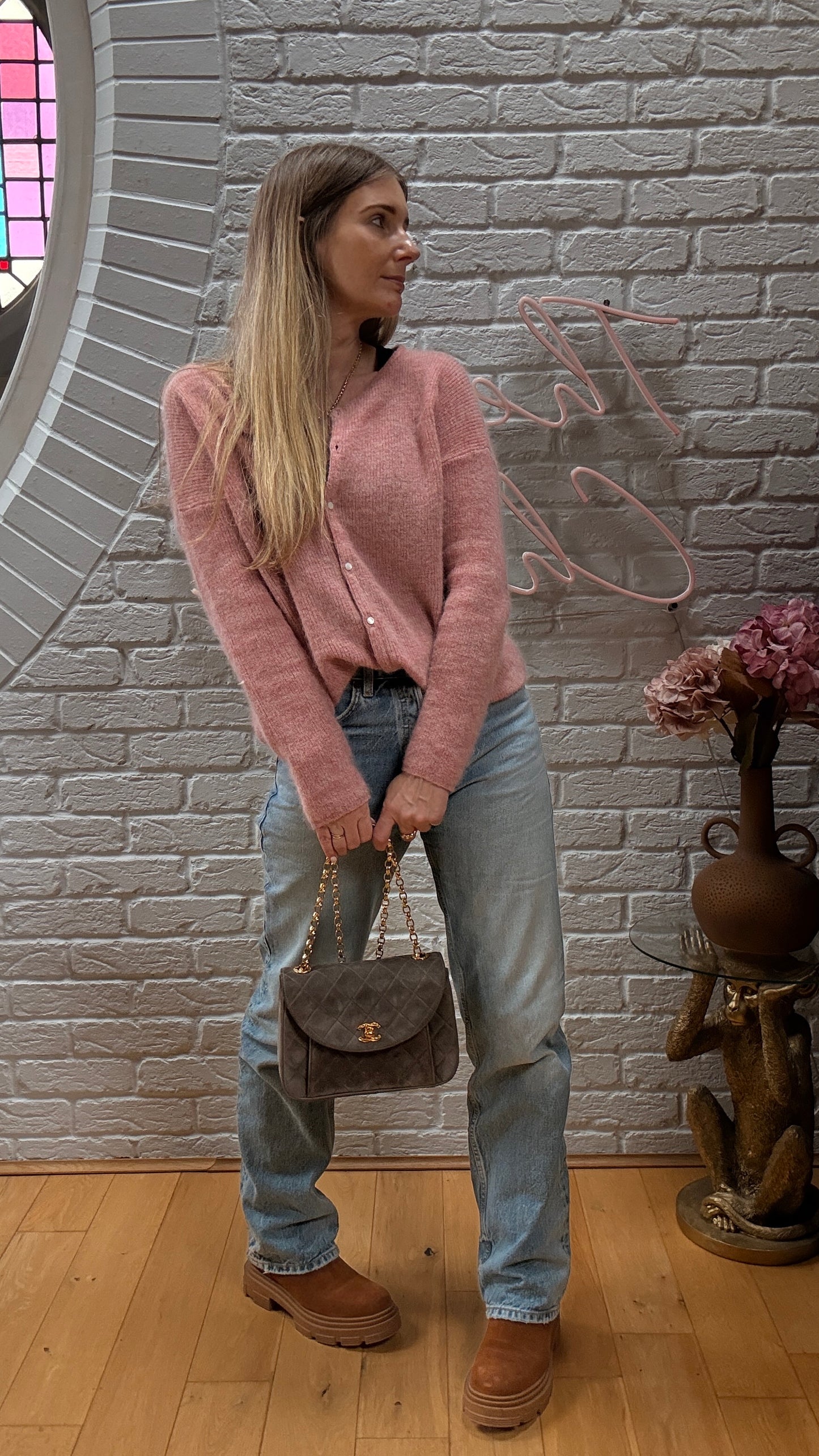 Chanel 1980s Ultra Rare Chanel Limited Edition Bijoux Chain in Taupe Suede and 24k Hold Hardware