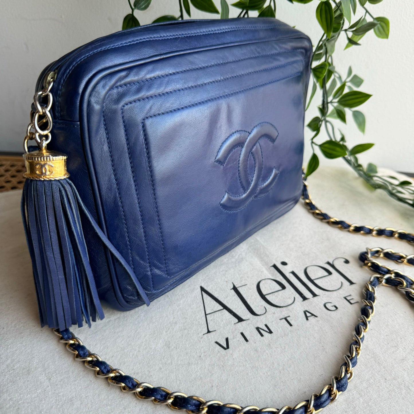 Chanel 1986 CC Quilted French Blue Camera bag