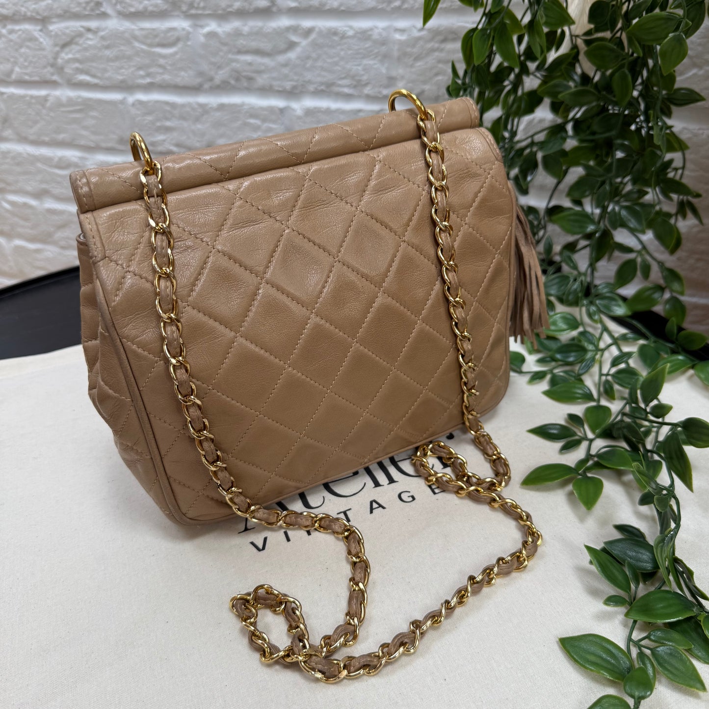 Chanel 1989 Rare Dark Beige Tassel Envelope Flap