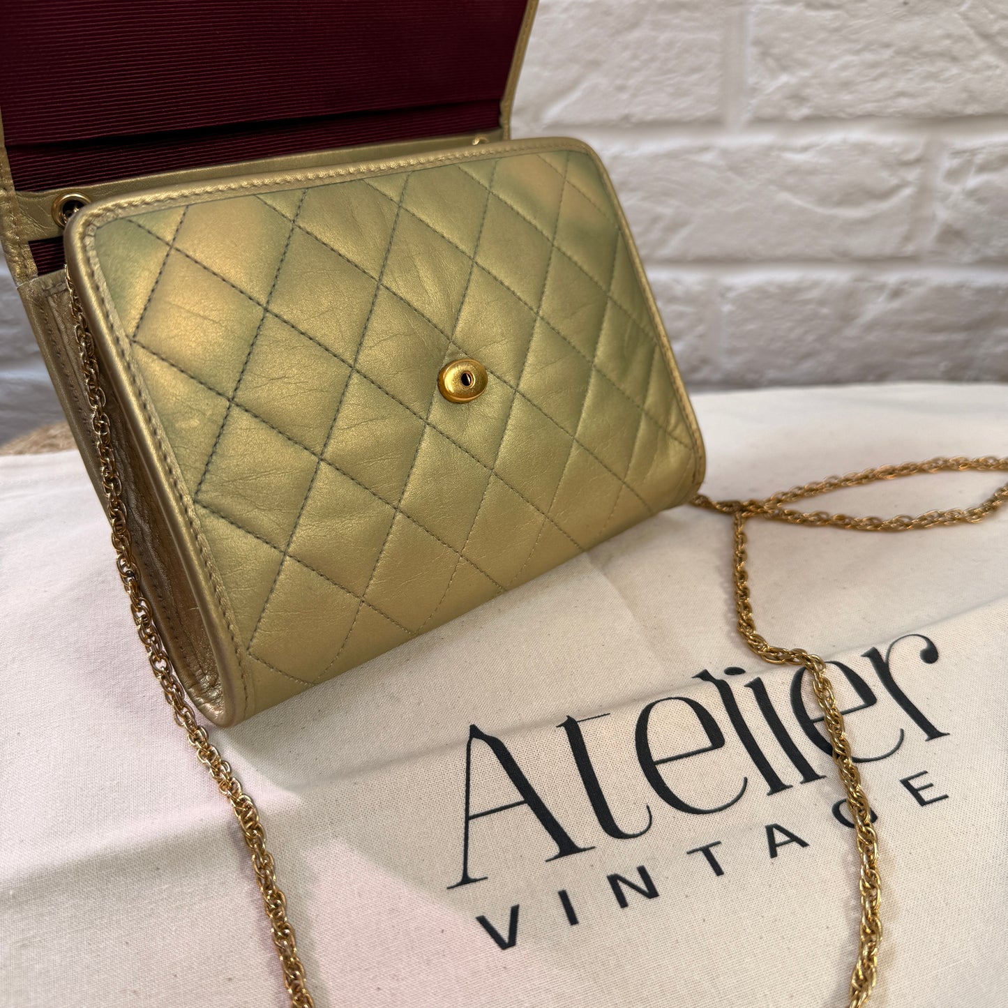 Chanel Early 1980s Rare Gold Lambskin Leather Single flap Cross Body