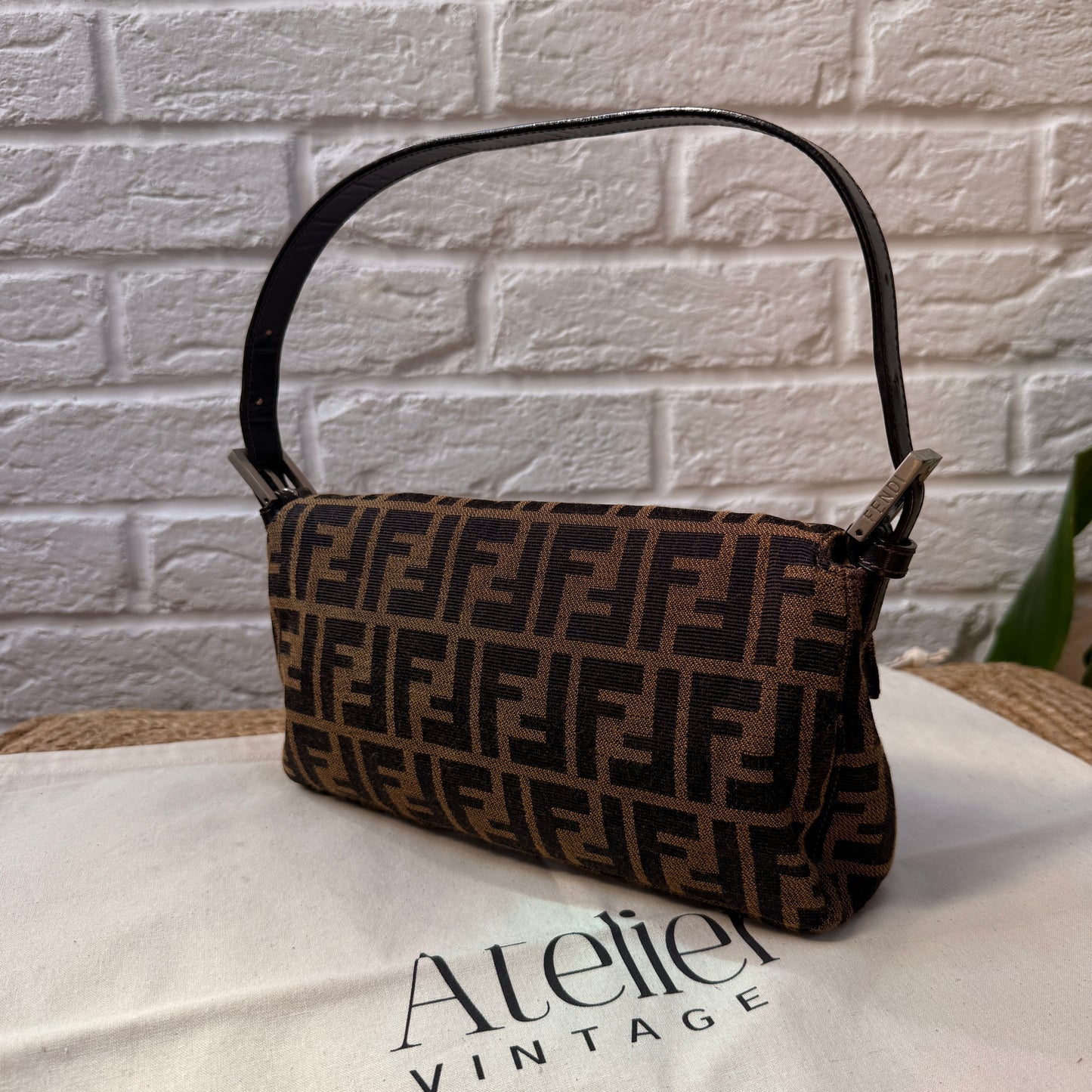 Fendi 1990s Original Baguette in Brown Zucca Print Canvas