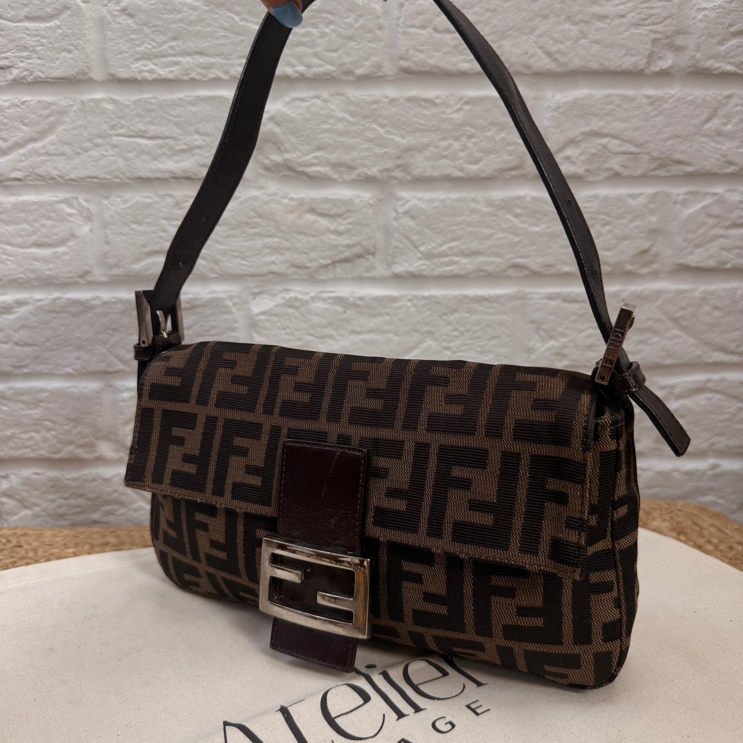 Fendi 1990s Original Baguette in Brown Zucca Print Canvas