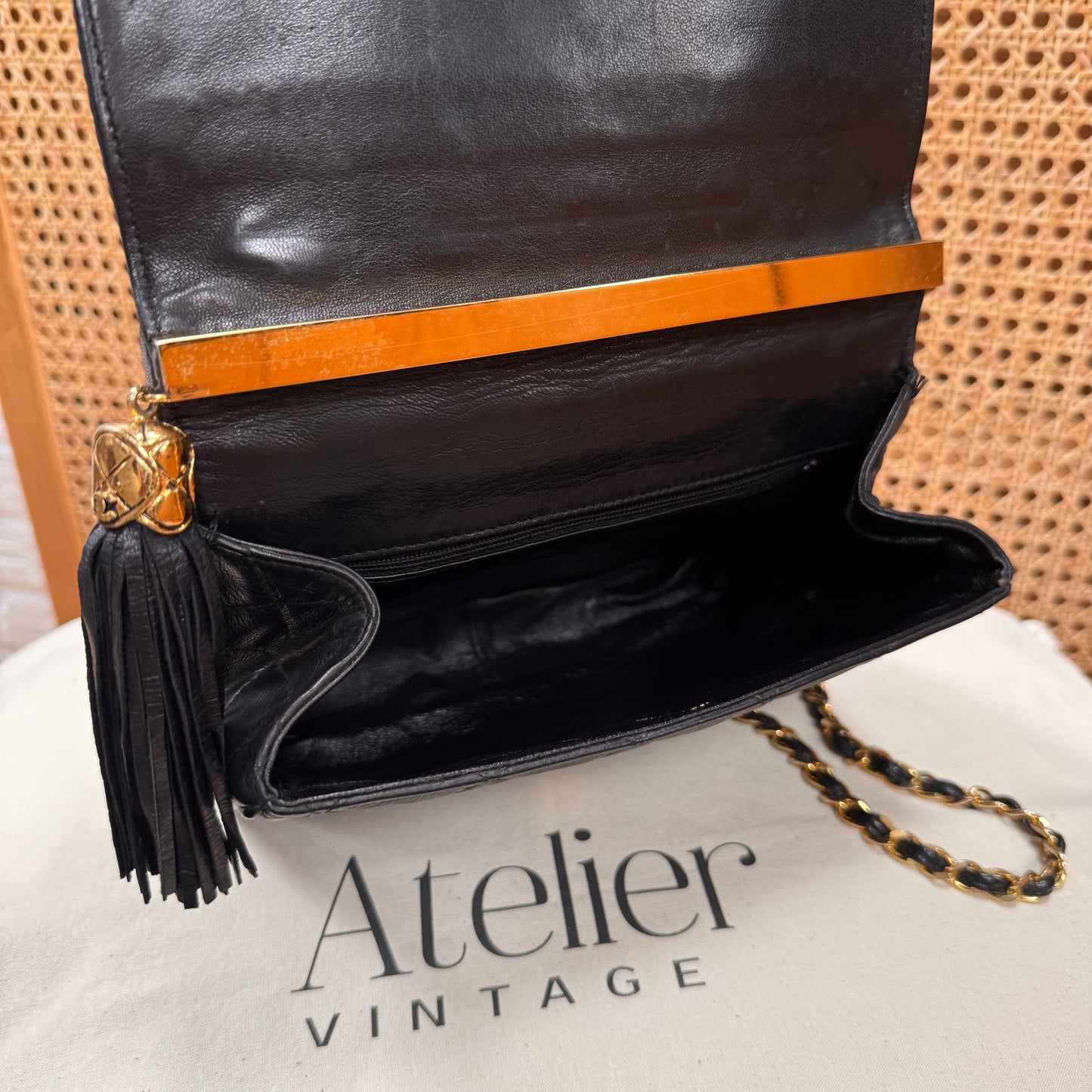 Chanel Rare 1989 Envelope Camera Style Tassel Bag
