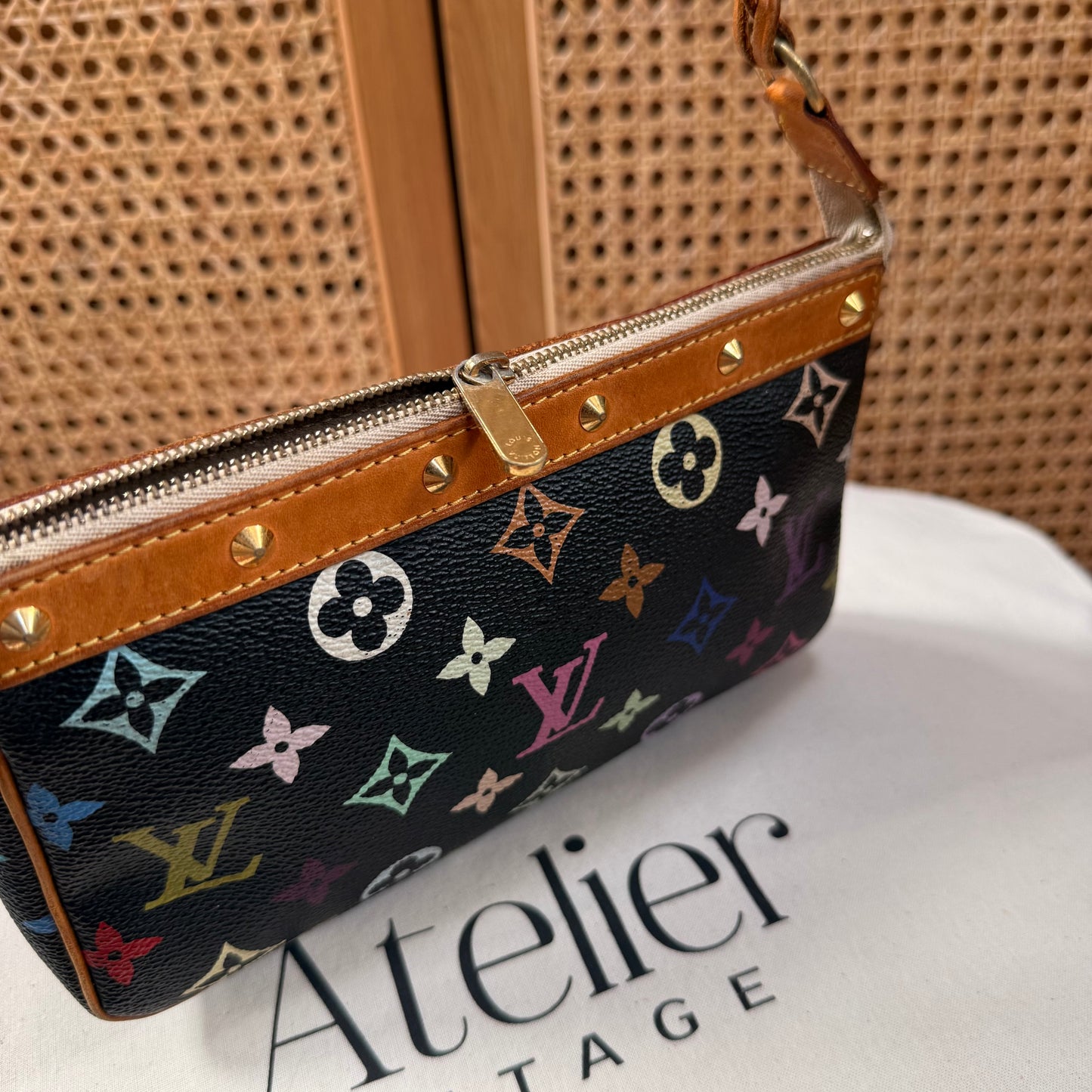 Louis Vuitton 2003 Original Murakami Black Pochette Accessoires