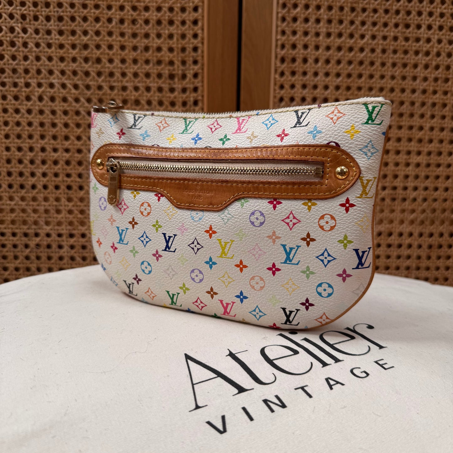 Louis Vuitton 2002 Rare Large Murakami Pouch in white multicolor