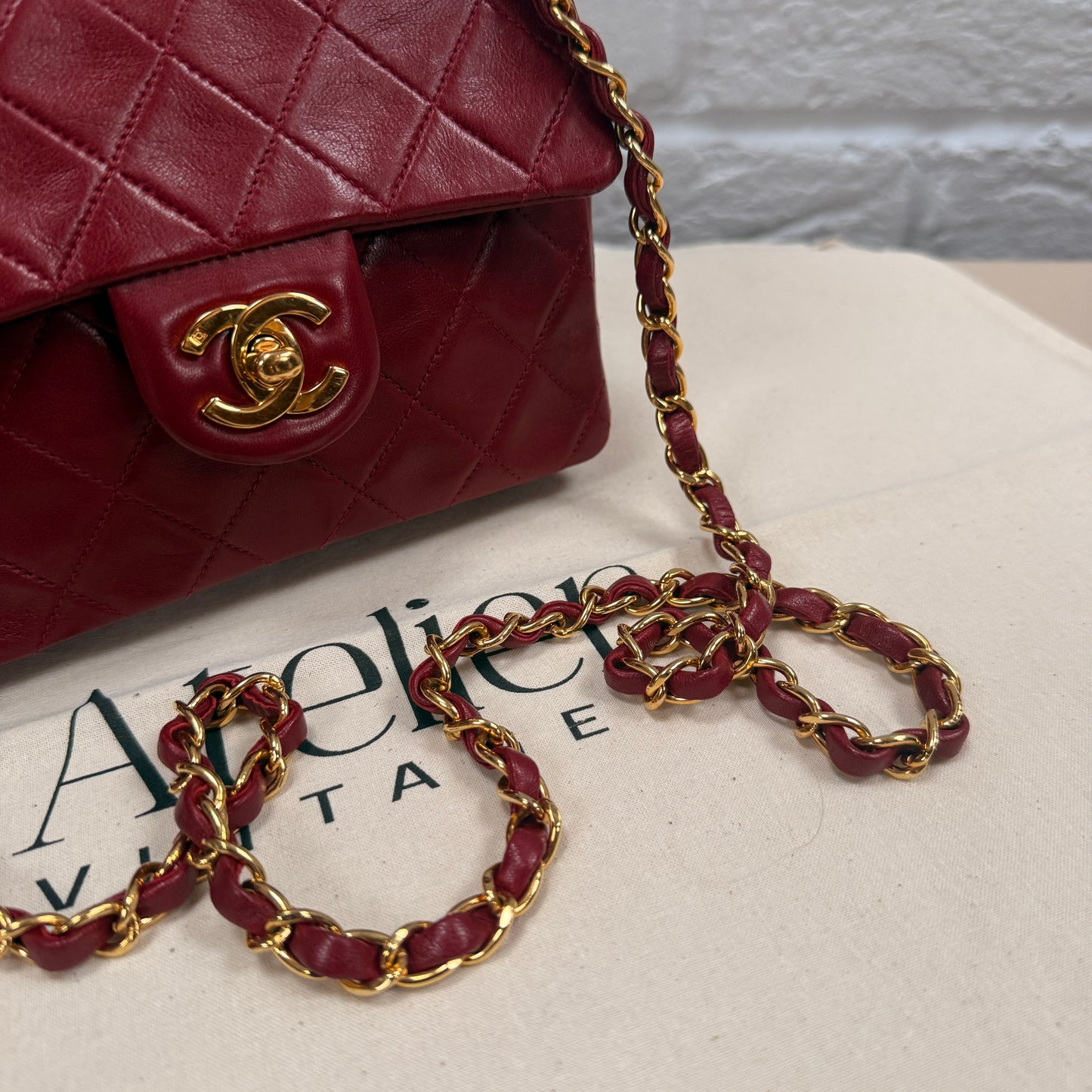 Chanel 1994 Rare Red Classic Single Flap Square Small