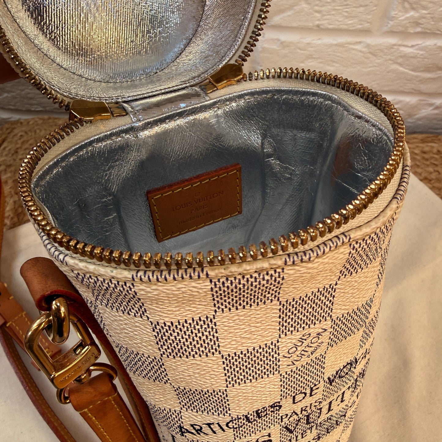 Louis Vuitton Damier Azur two way bottle carrier