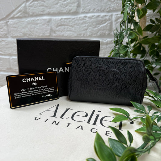 Chanel 2000 Black Caviar Leather Pouch