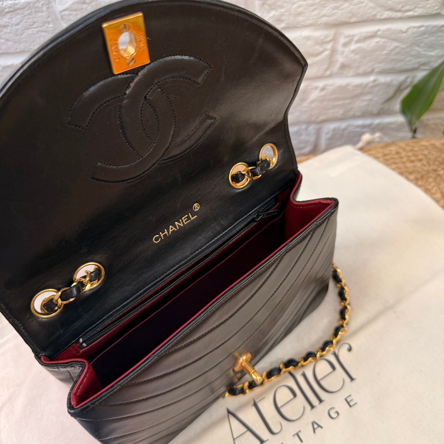 Chanel 1986 Rare Black Half Moon Quilted single flap