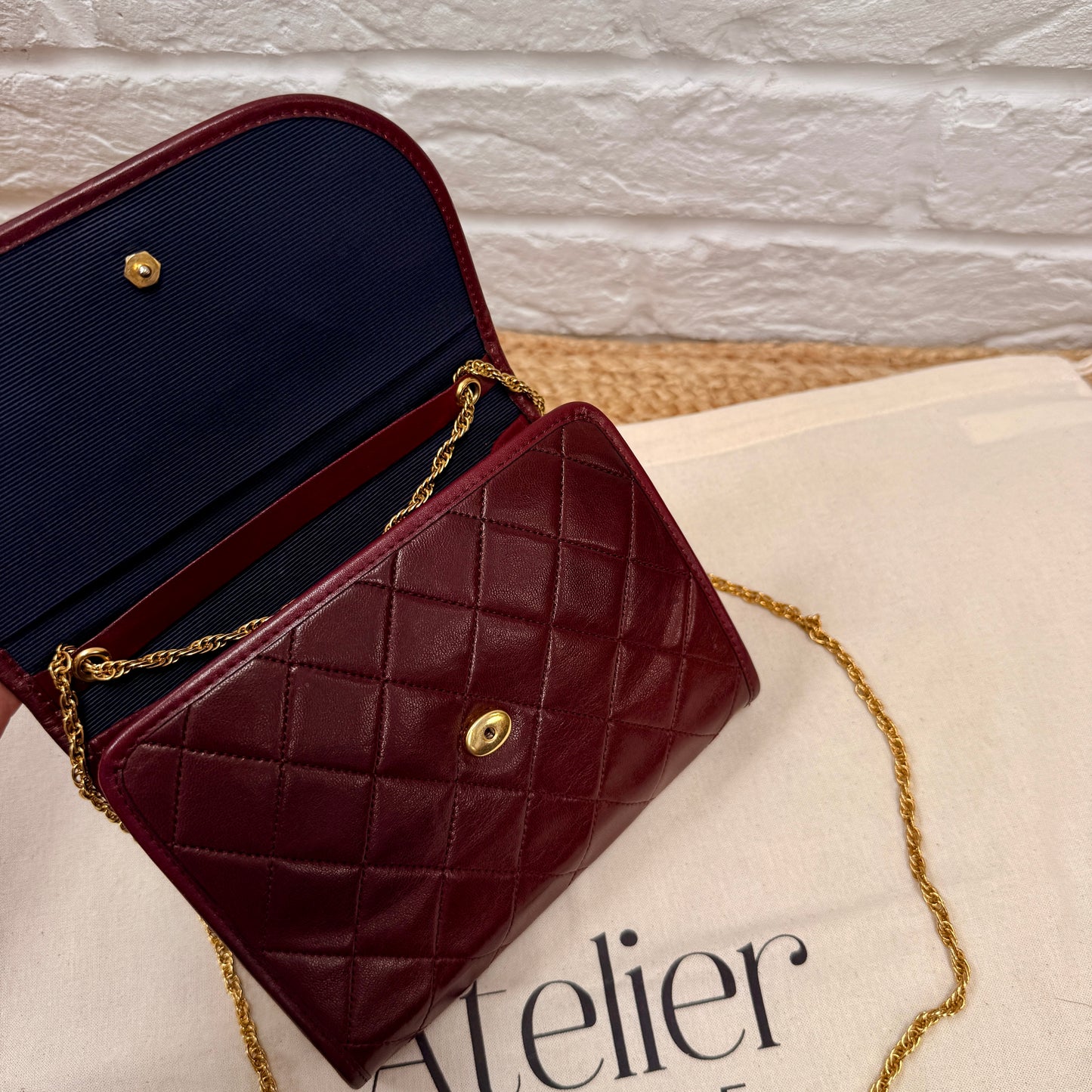 Chanel Early 1980s Rare Bordeaux Lambskin Leather Single flap Cross Body