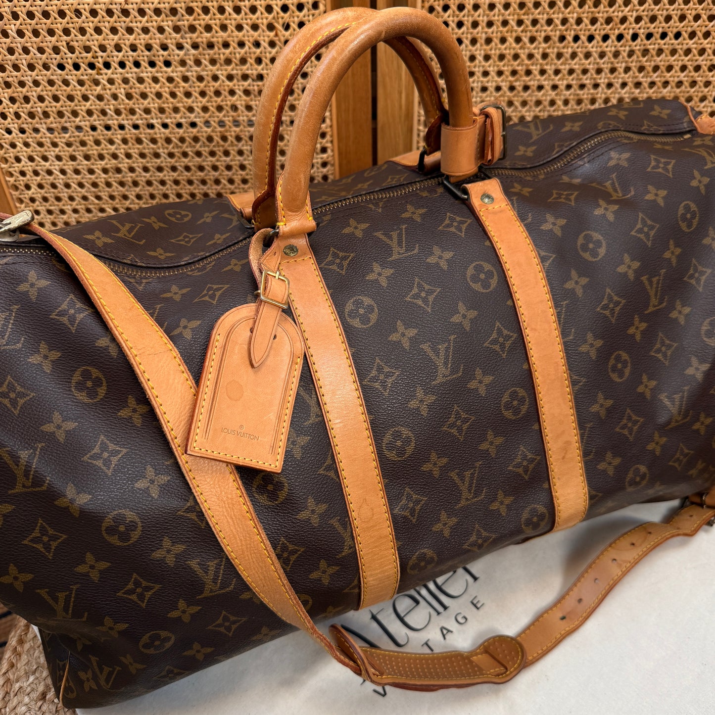 Louis Vuitton 1990 Keepall Bandoulier 50 with luggage tag & handle strap