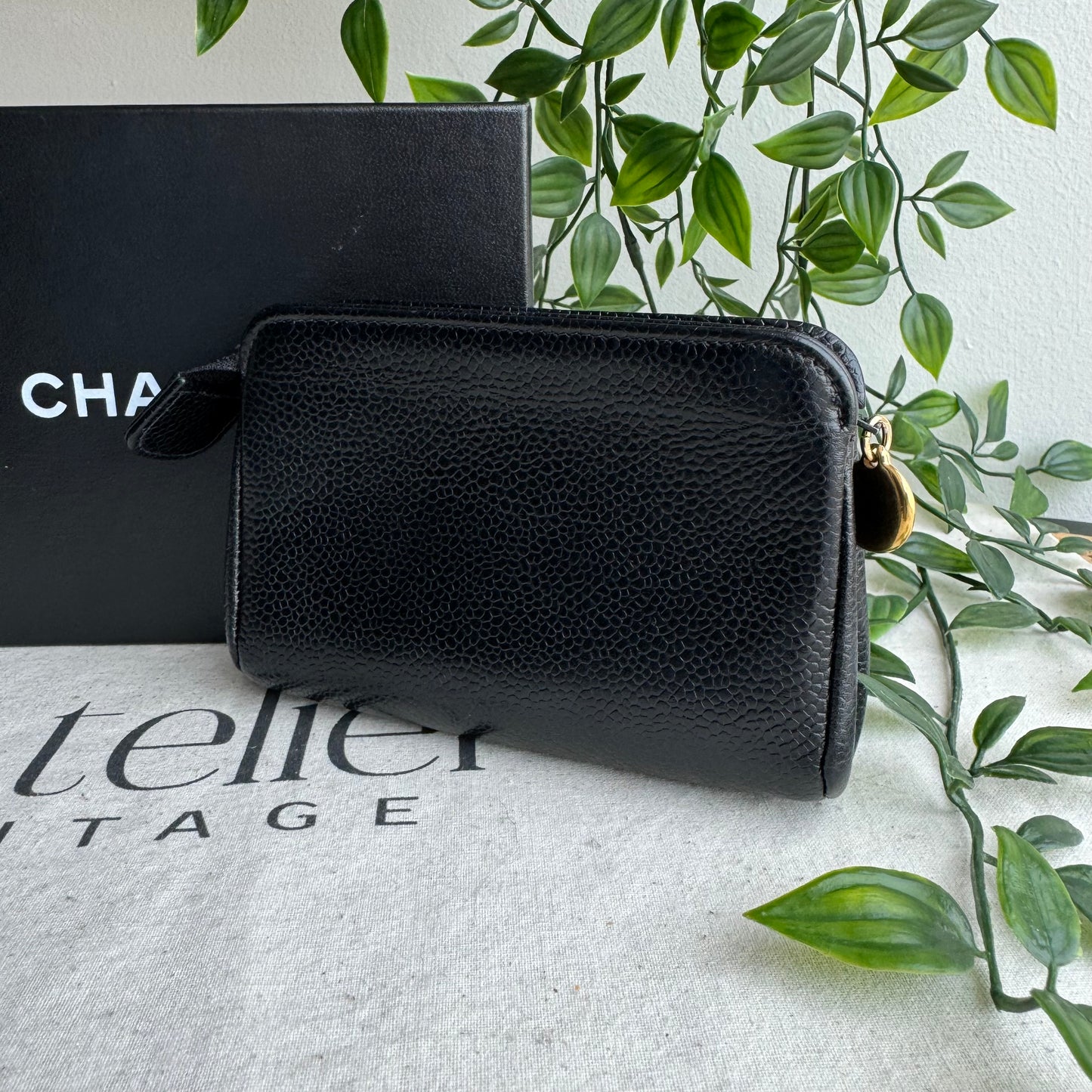 Chanel 1994 CC Caviar Pouch with Box