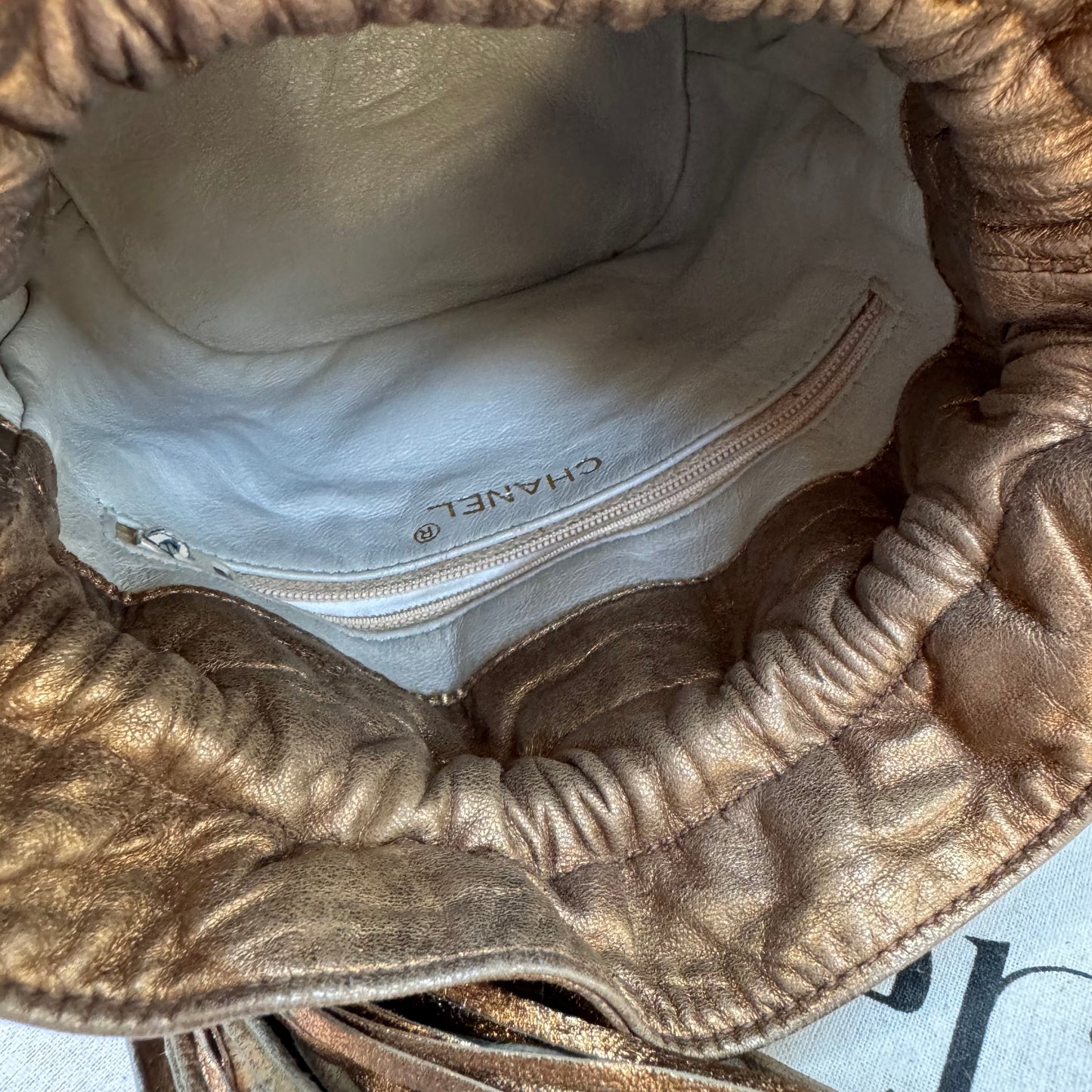 Chanel 1989 Aged Gold Tassel Bucket Bag