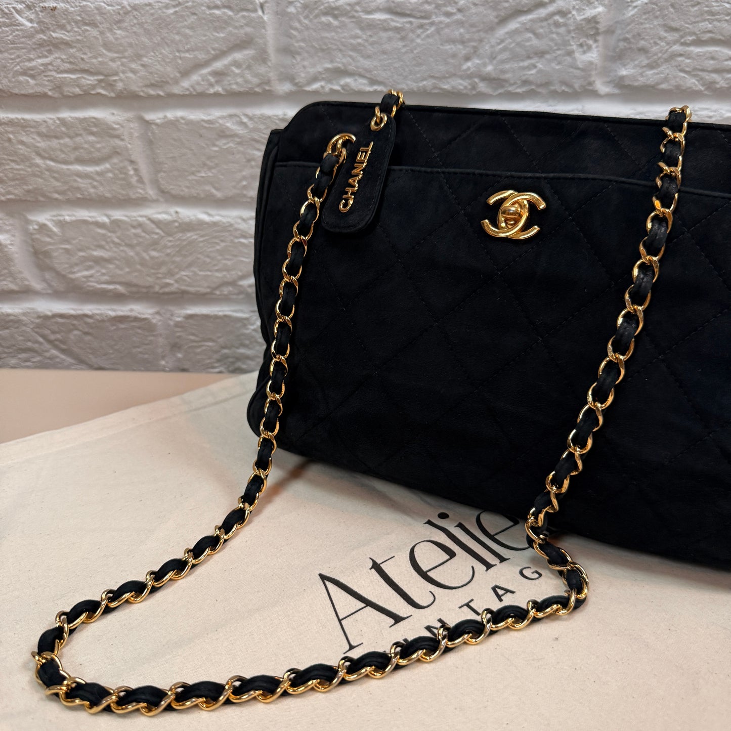 Chanel 1996 Rare Black Suede CC Turnlock Crossbody Tote with 24k Gold Hardware