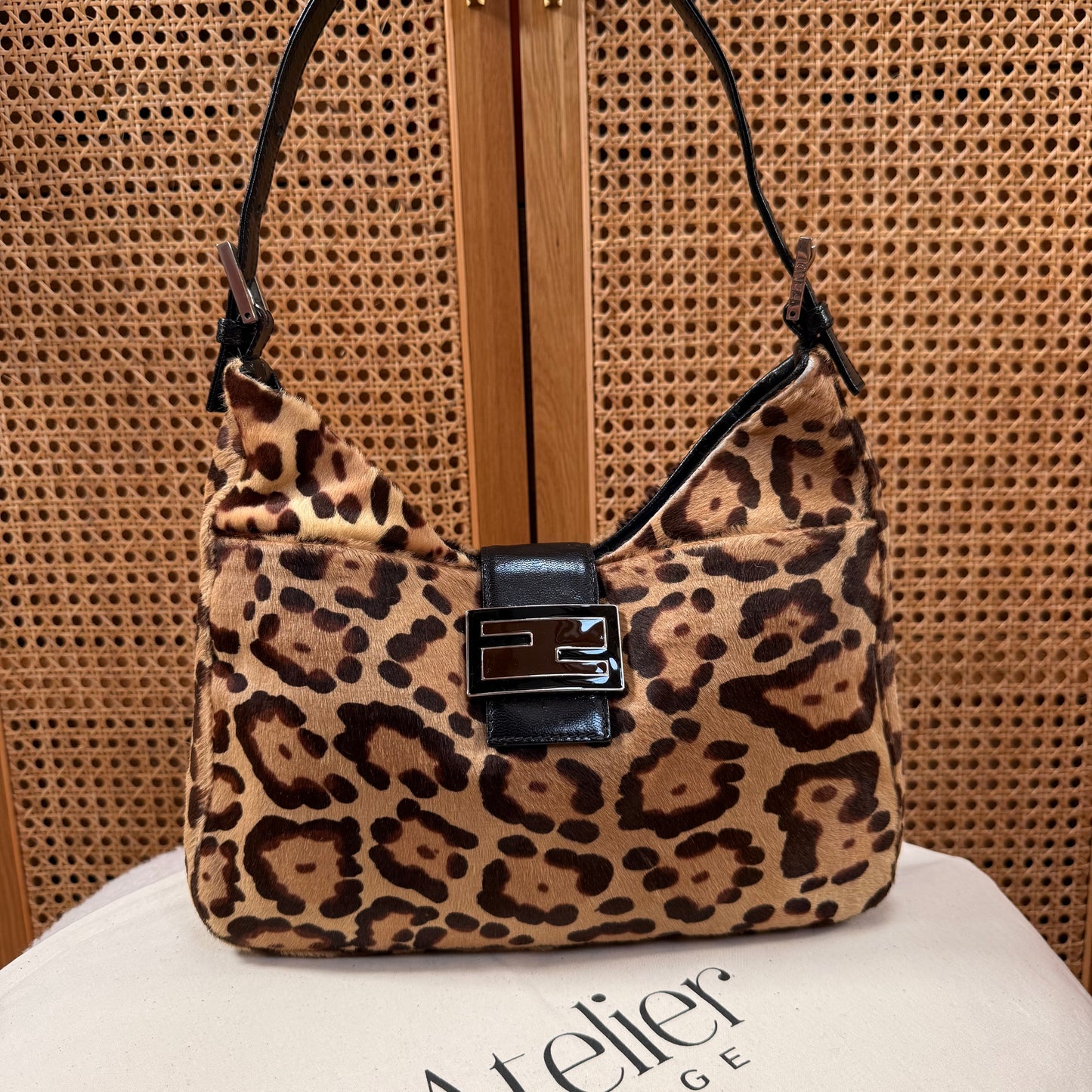 Fendi 2002 Mamma Baguette Leopard Tote - Limited Edition Pony Hair & Enamel Closure