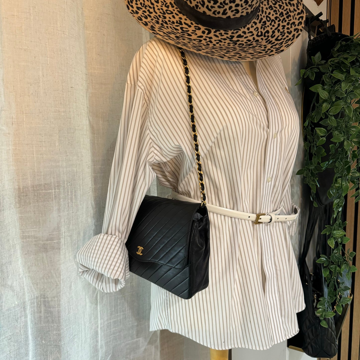 Chanel Early 1980s Diagonal Quilted Single Flap