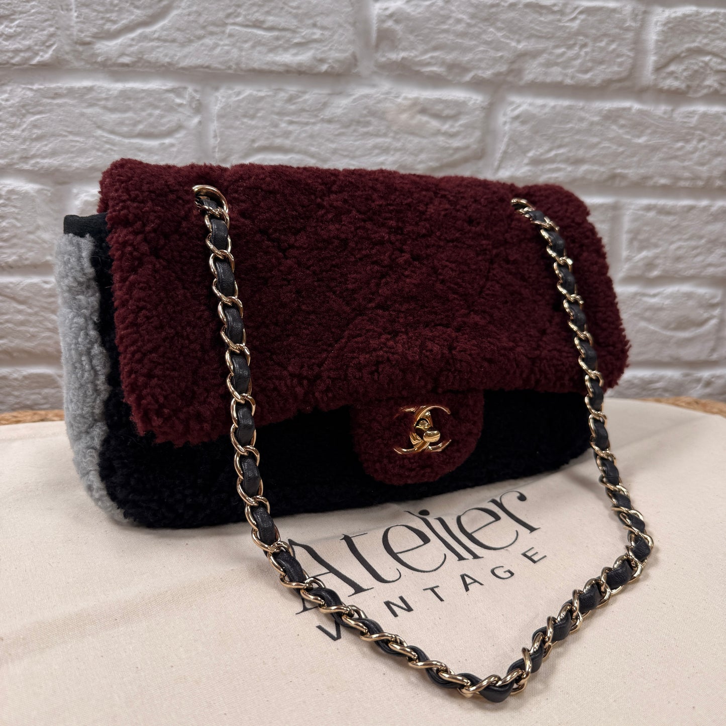 Chanel 2019 Shearling Tri Color Single Flap