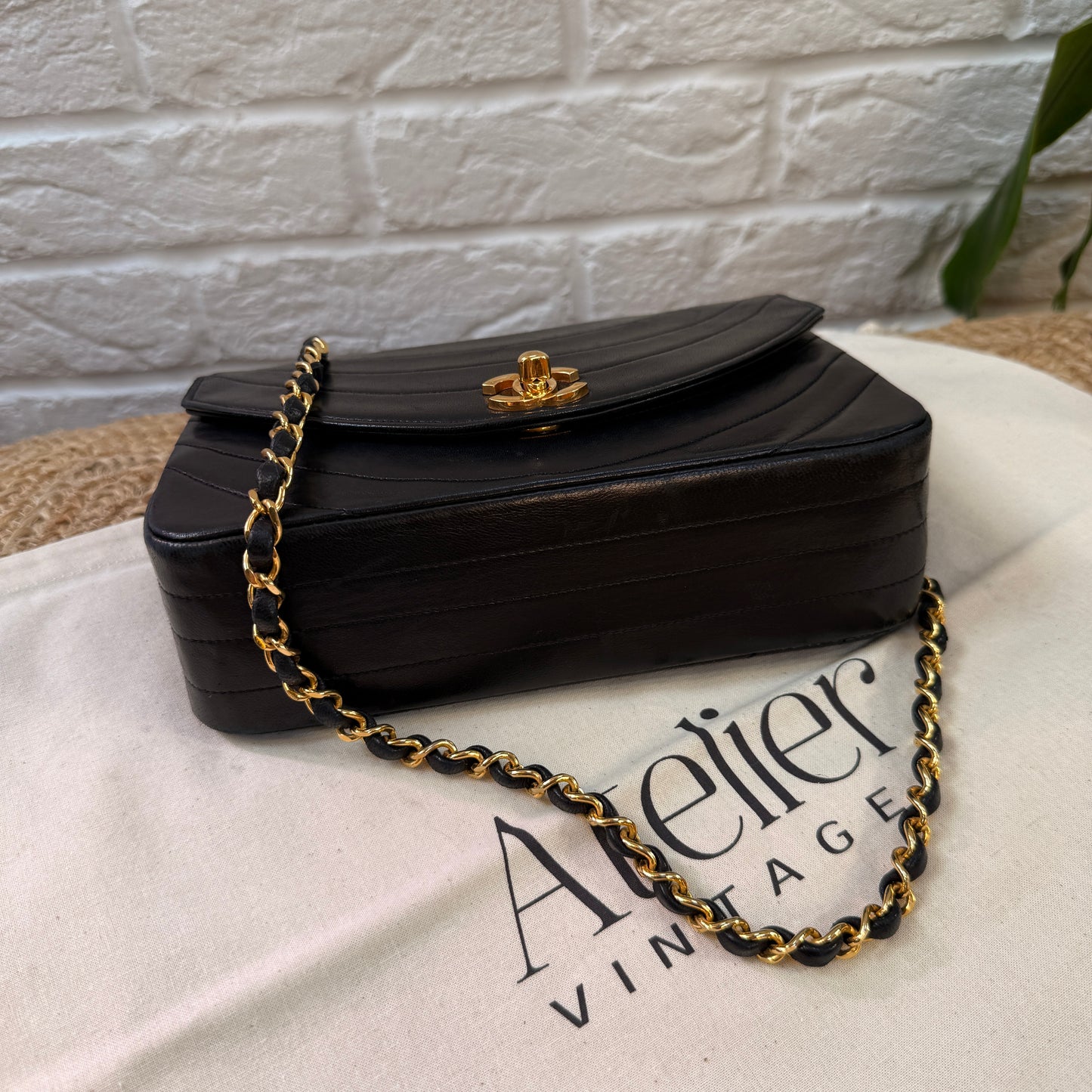 Chanel 1986 Rare Black Half Moon Quilted single flap