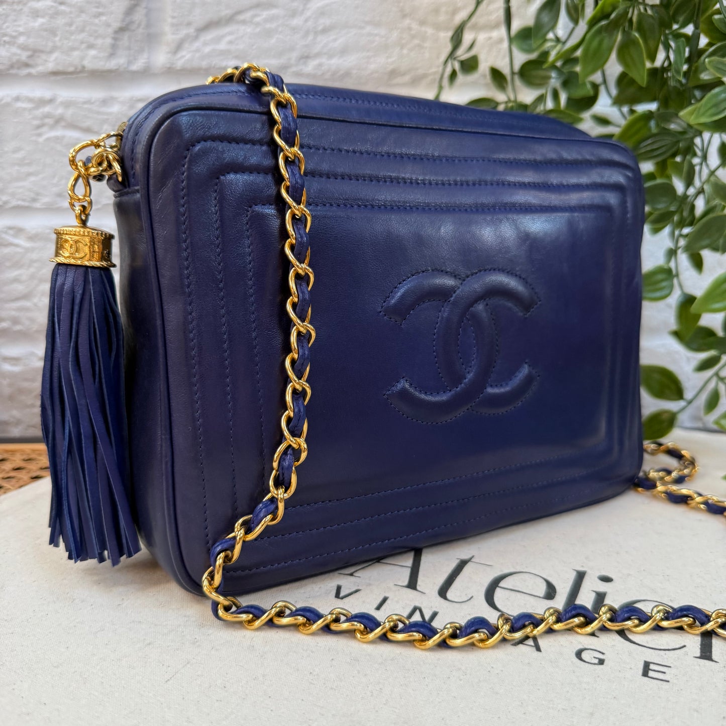 Chanel 1986 CC Quilted French Blue Camera bag