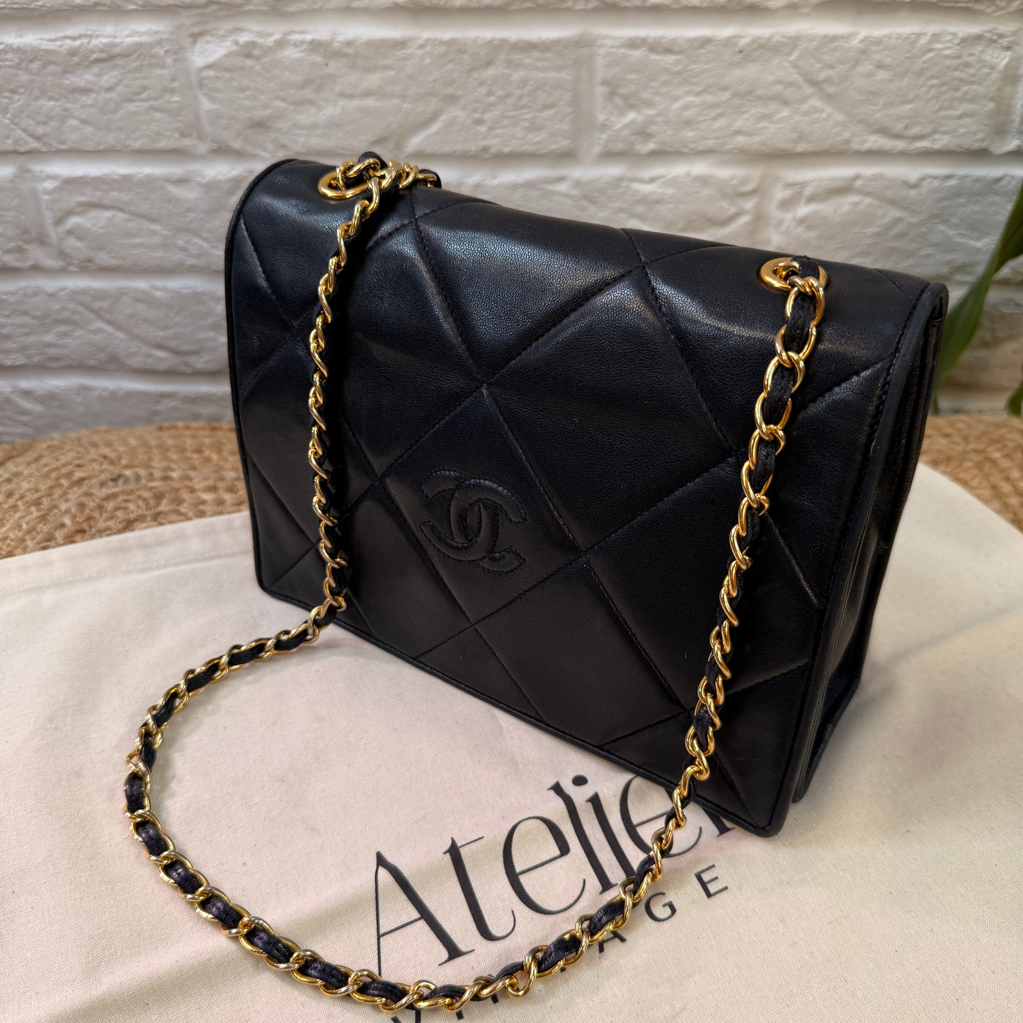 Chanel 1986 Navy Lambskin Full flap in diamond quilting