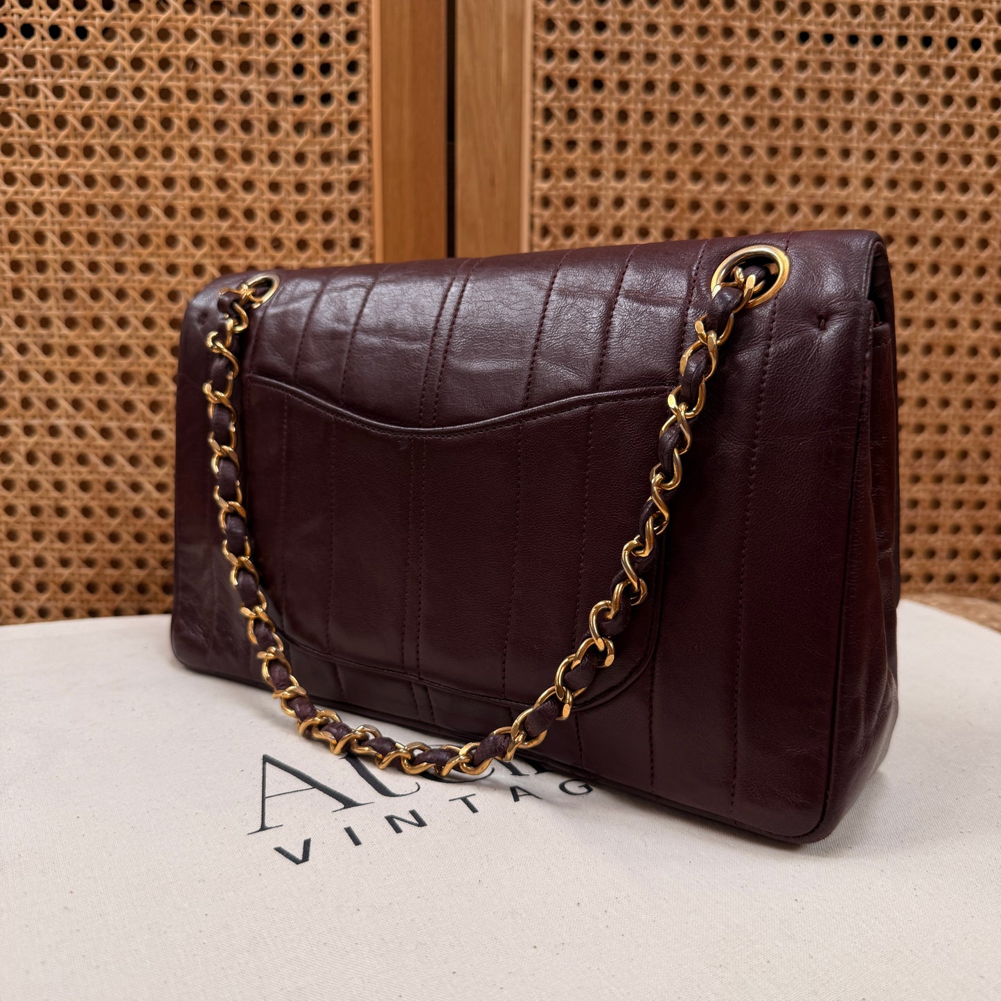 Chanel Ultra Rare Early 1980s Bordeux Lambskin Leather Classic Double Flap in Medium with 24k Gold Hardware
