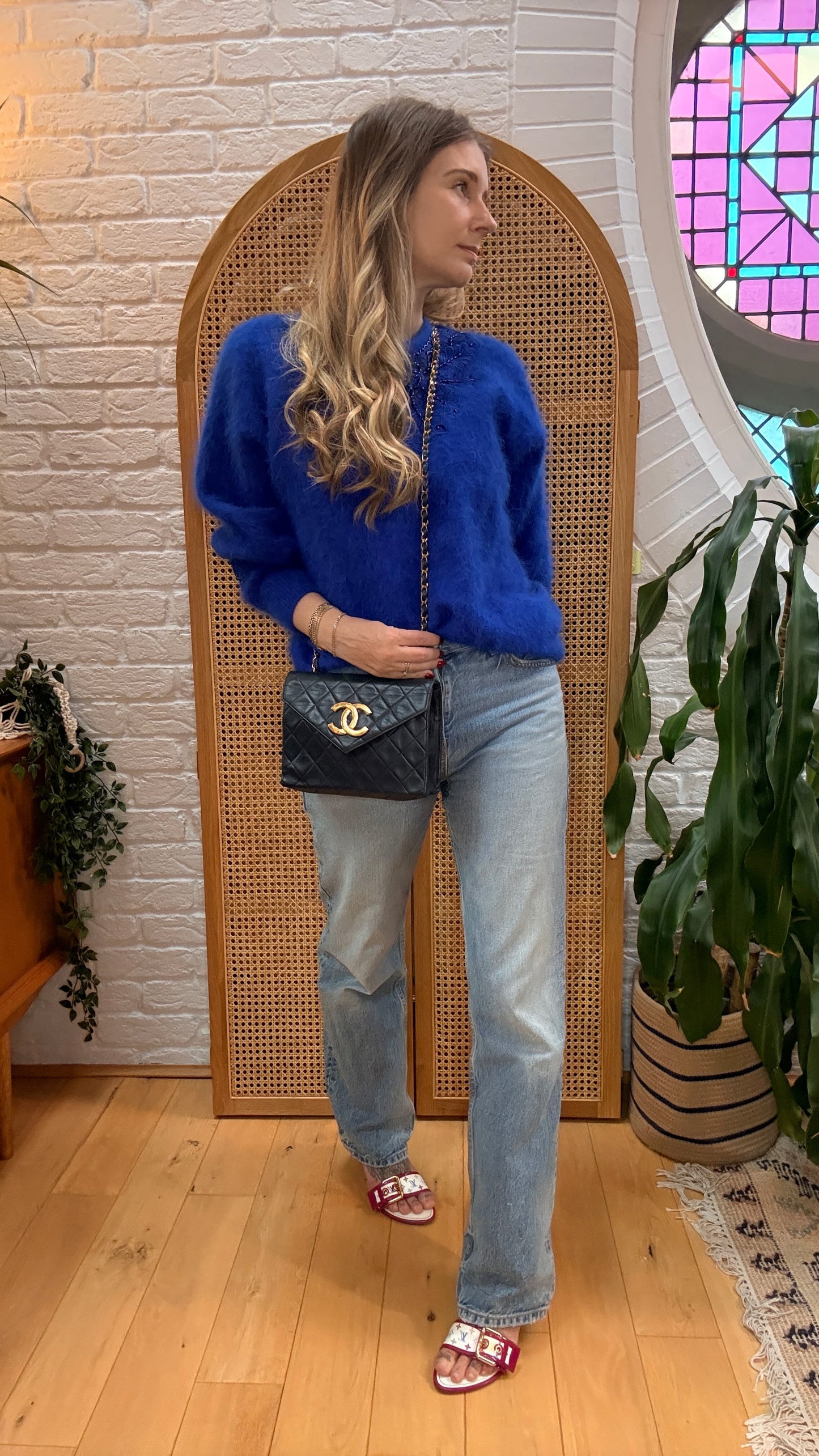 Chanel 1989 Rare Navy Jumbo CC Envelope Flap