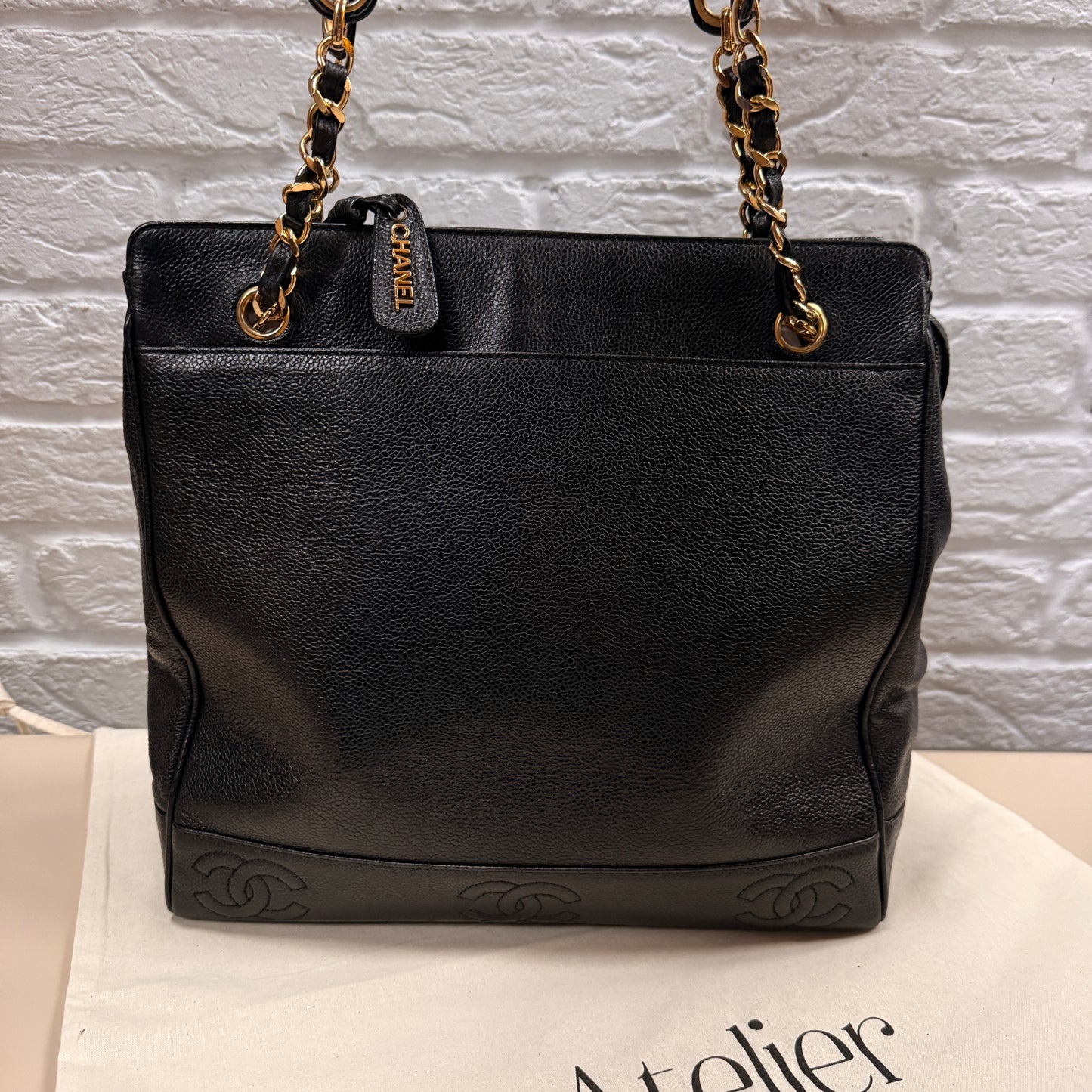 Chanel 1994 Black Triple CC Caviar Tote