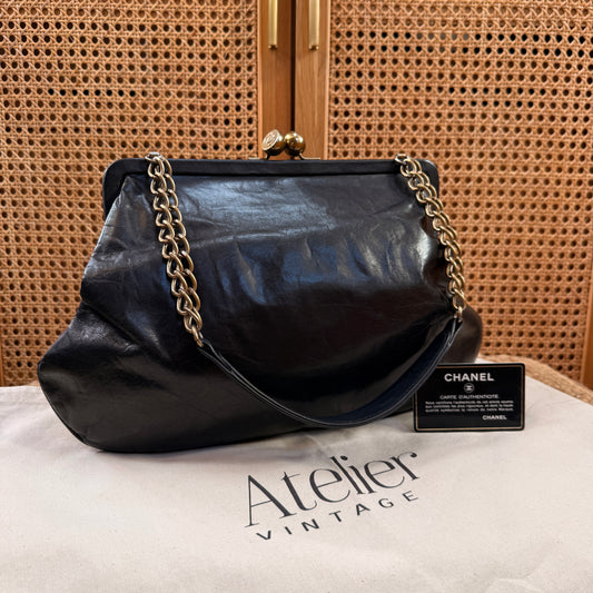 Chanel 2002 RARE Aged Lambskin Kisslock Shoulder