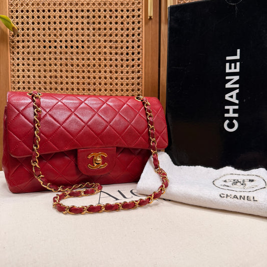 Chanel 1989 Red Classic Double Flap Small