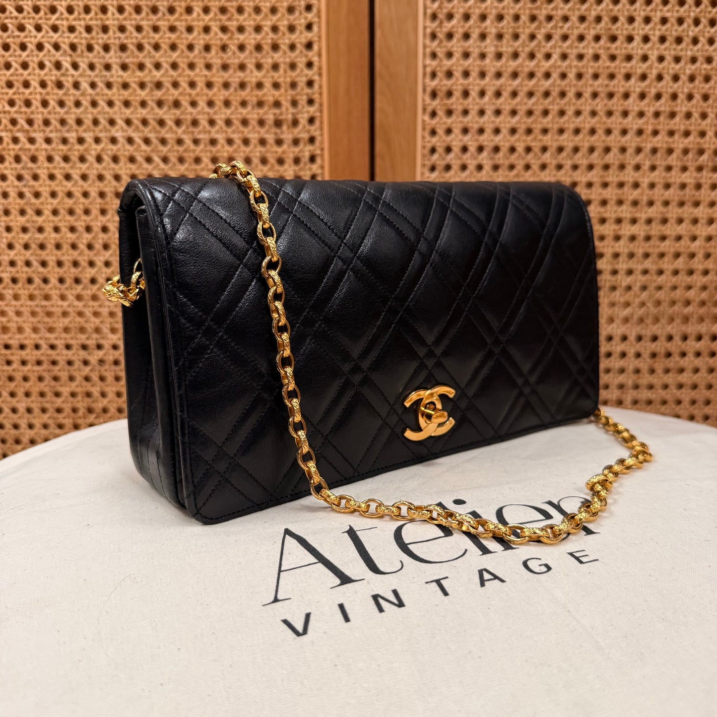 Chanel Rare Early 1980s Double Diamond Quilted Bijoux Chain Classic Rectangle