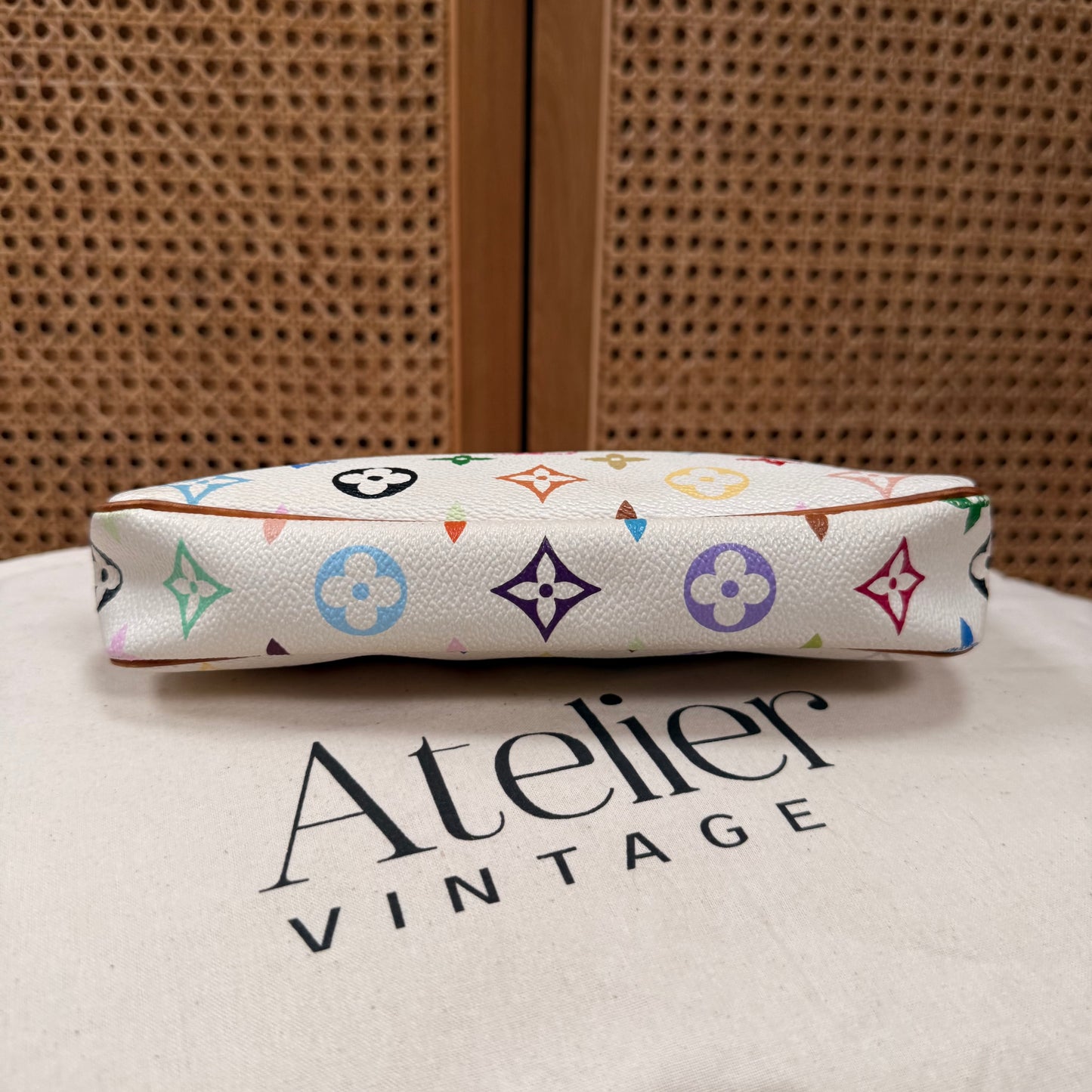 Louis Vuitton 2003 Murakami white Multi Color Pochette Accesssoires