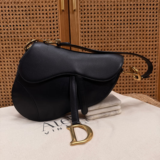 Dior 2018 Saddle Bag in Black Leather