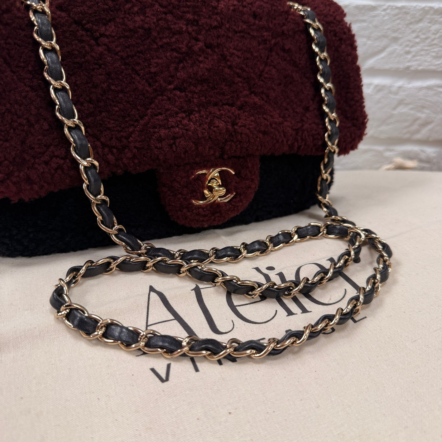 Chanel 2019 Shearling Tri Color Single Flap