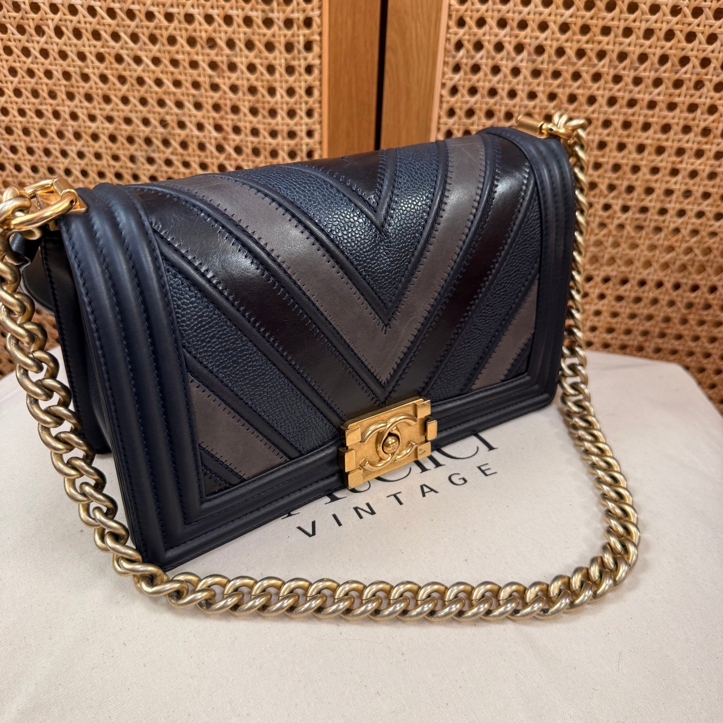 Chanel Rare 2016 Navy Le Boy in Caviar mix