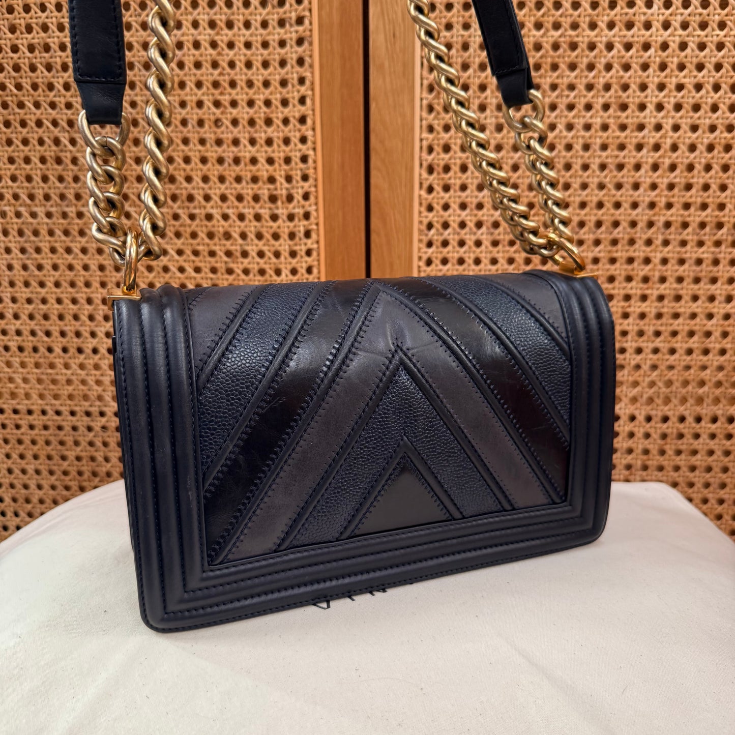 Chanel Rare 2016 Navy Le Boy in Caviar mix