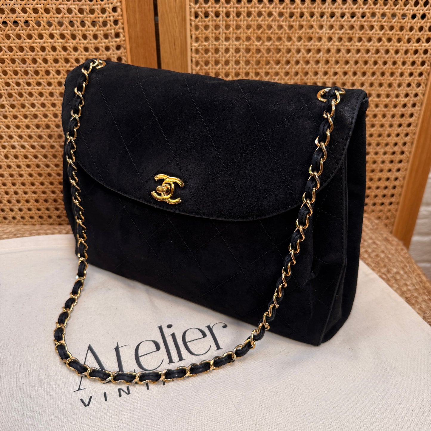 Chanel Rare 1997 Large Suede Single Flap