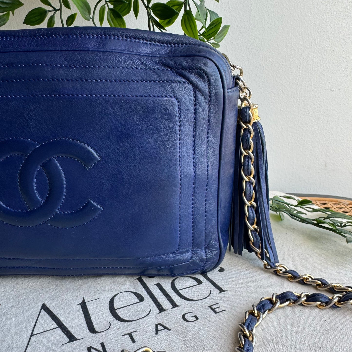 Chanel 1986 CC Quilted French Blue Camera bag