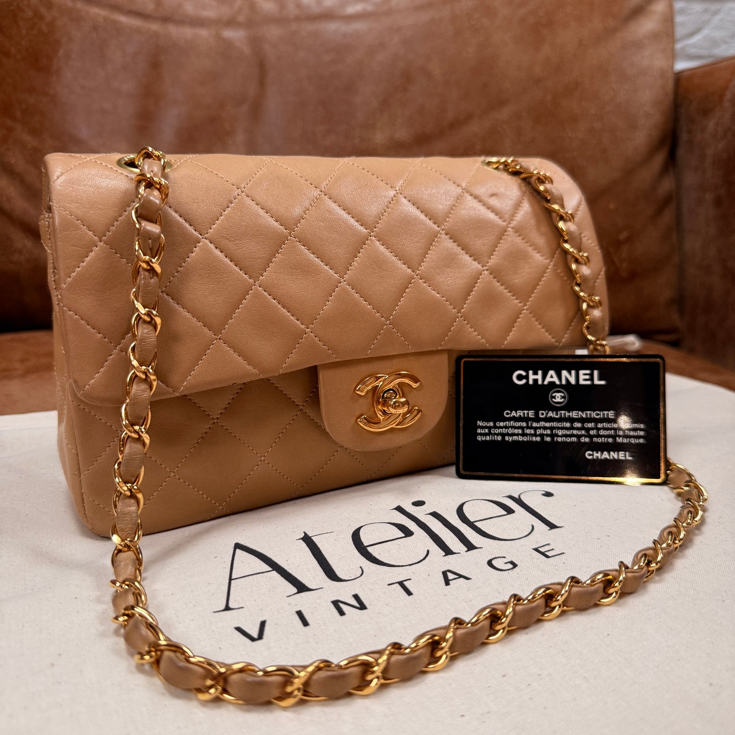 Chanel 1997 Rare Dark Beige Classic Double Flap Small