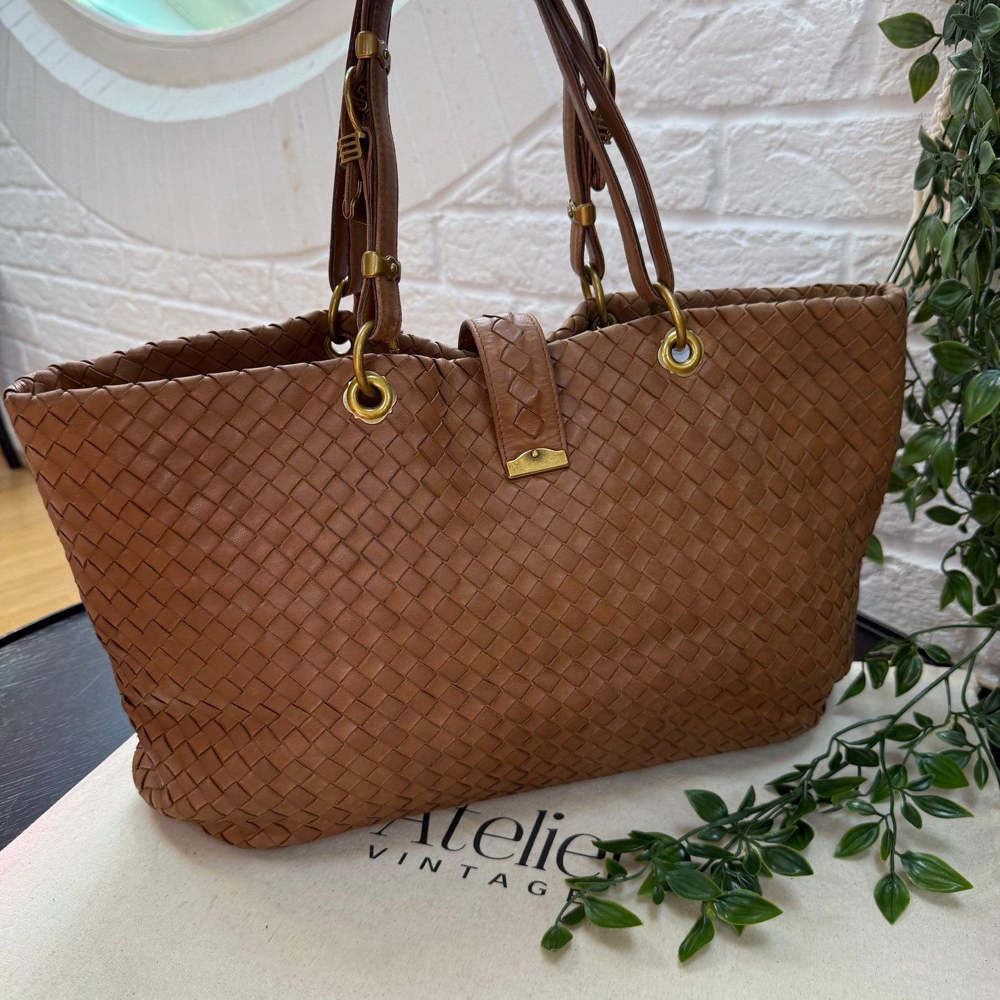 Bottega Veneta 1990s Tan Intrecciato Tote