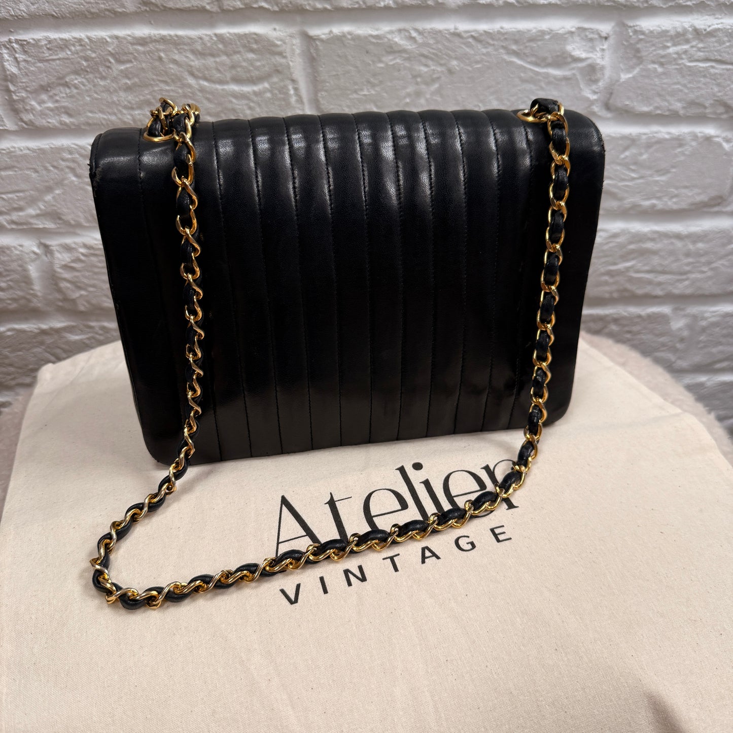 Chanel 1989 Rare Chanel Paris Limited Edition vertical quilted Single Flap in black