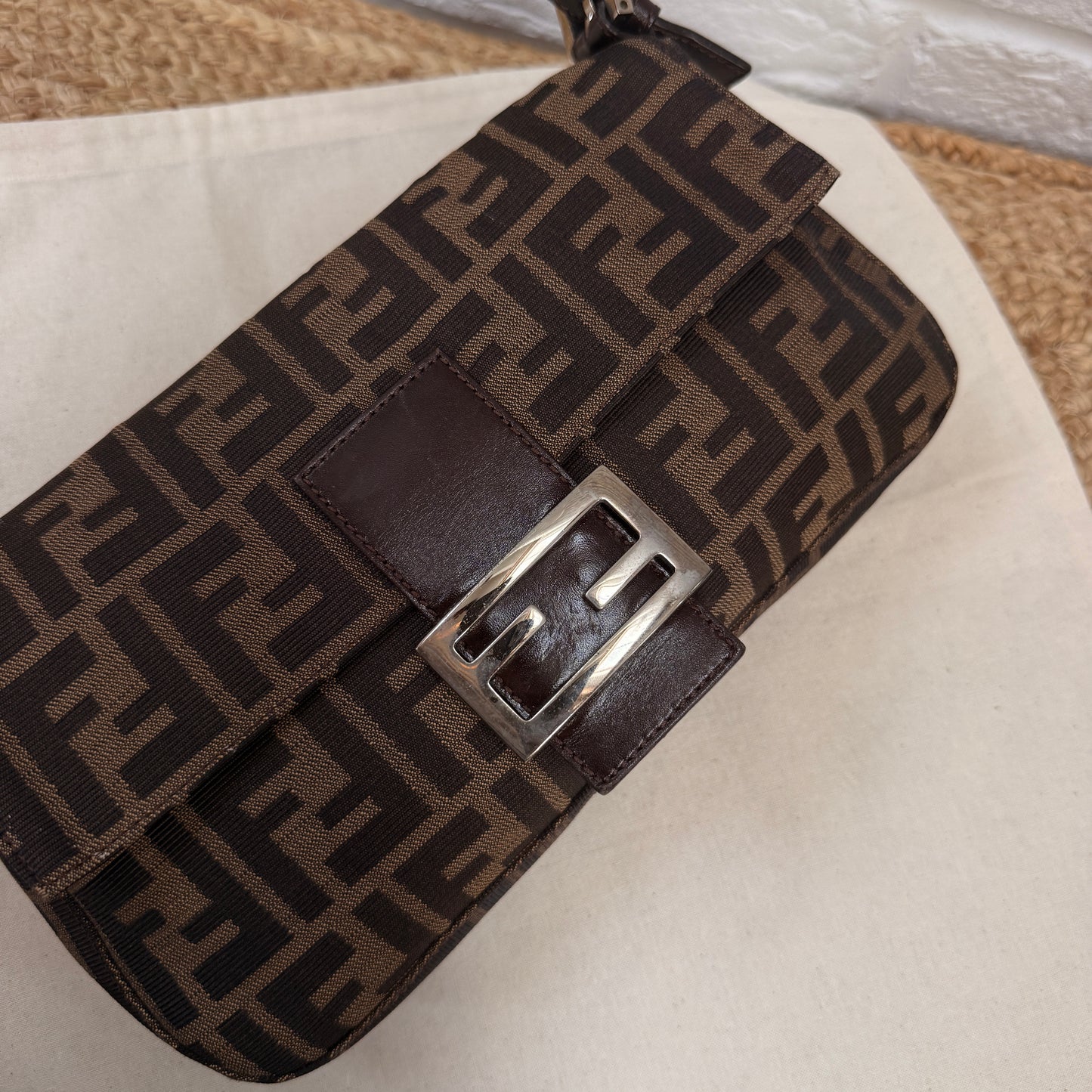 Fendi 1990s Original Baguette in Brown Zucca Print Canvas
