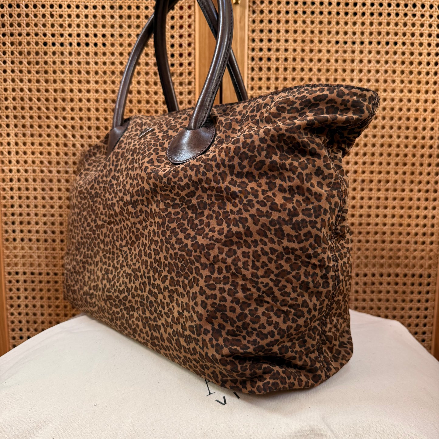 Bottega Veneta 1990s Leopard Print Boston Tote