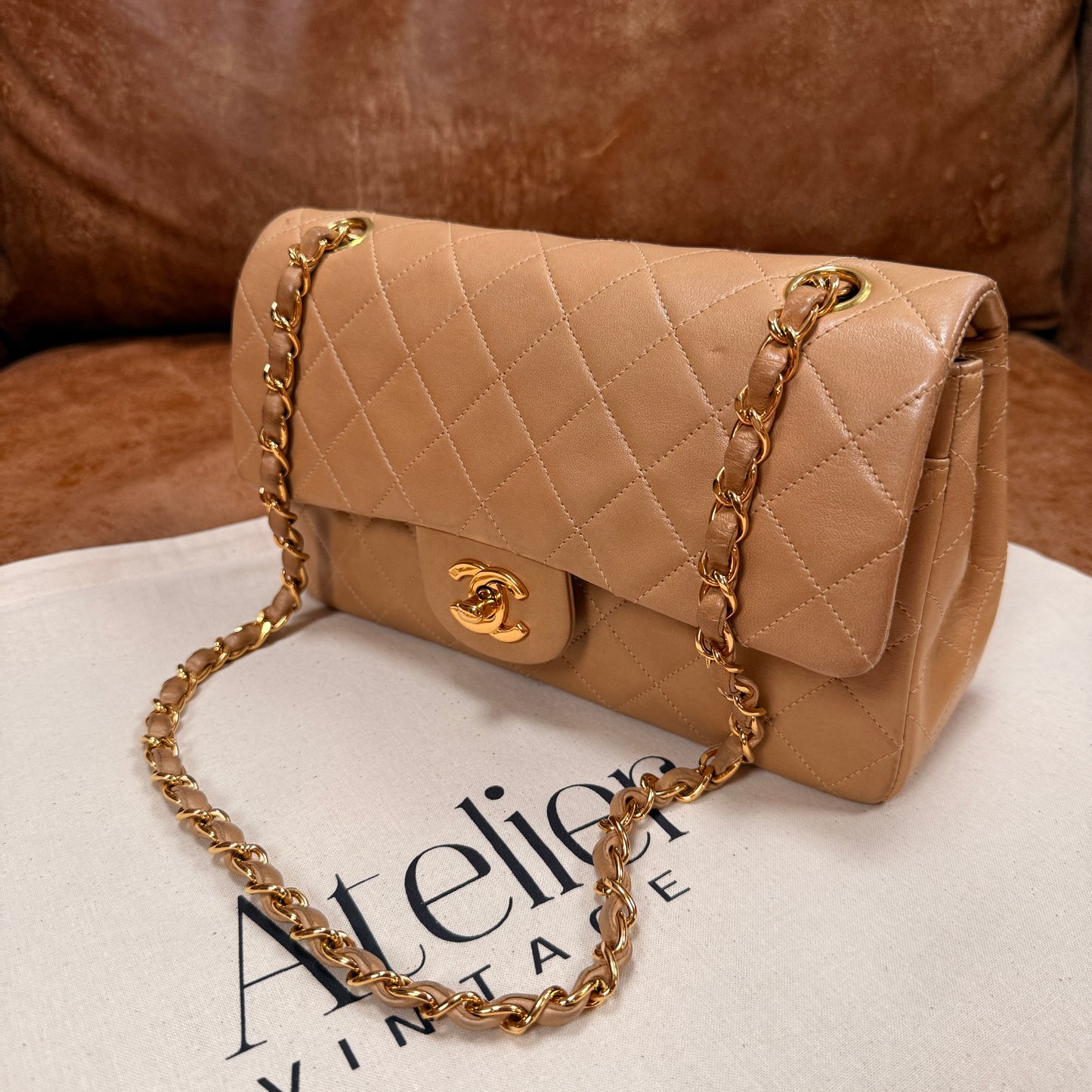 Chanel 1997 Rare Dark Beige Classic Double Flap Small