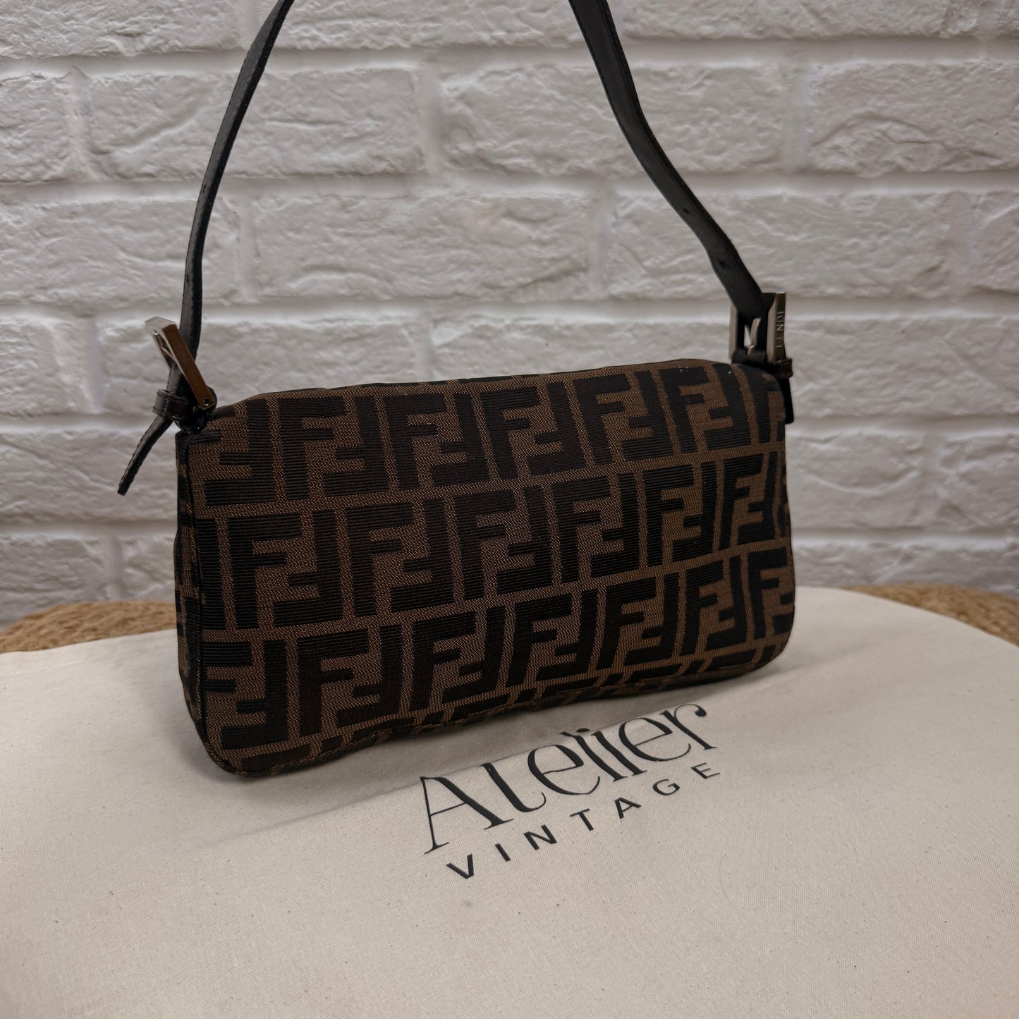 Fendi 1990s Original Baguette in Brown Zucca Print Canvas