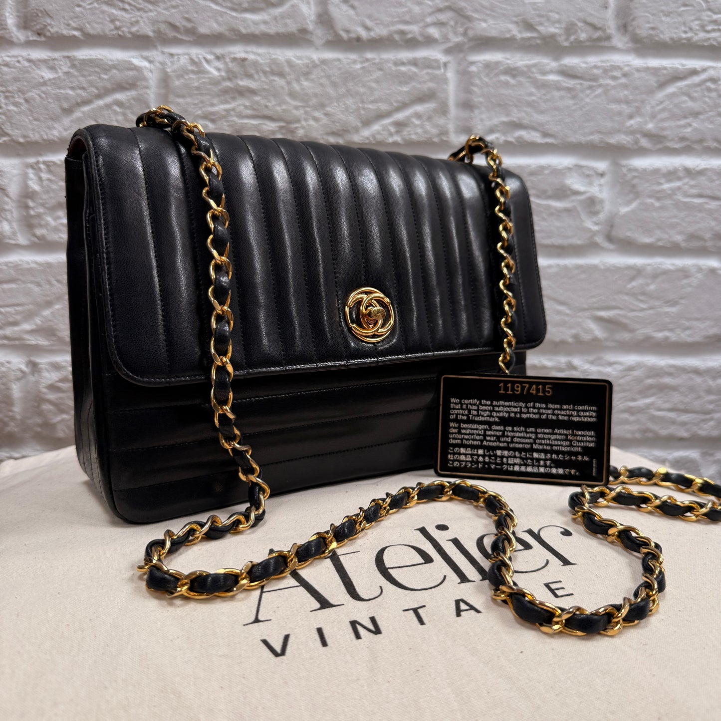 Chanel 1989 Rare Chanel Paris Limited Edition vertical quilted Single Flap in black