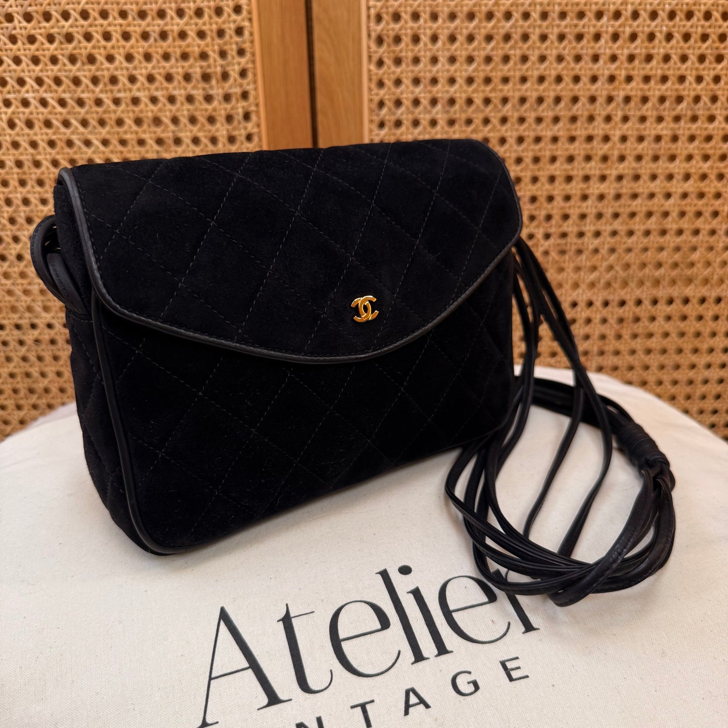 Chanel 1986 Suede & Multi-strand Leather Shoulder Bag