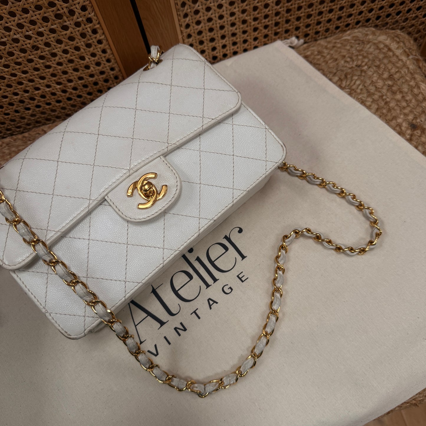 Chanel 1997 Ivory Caviar Single Flap