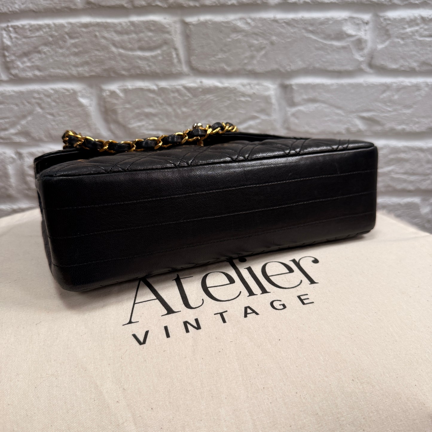 Chanel Early 1980s Rare Chanel Double Diamond Quilted Two Way Single Flap in black